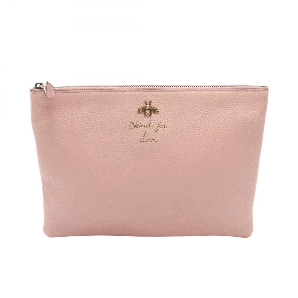 Gucci Animalier Bee Pouch Leather Shoulder Bag Pink